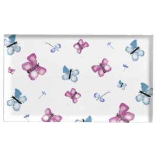 Hübscher Pink-Blauer Schmetterling-Platzkarte Platzkartenhalter