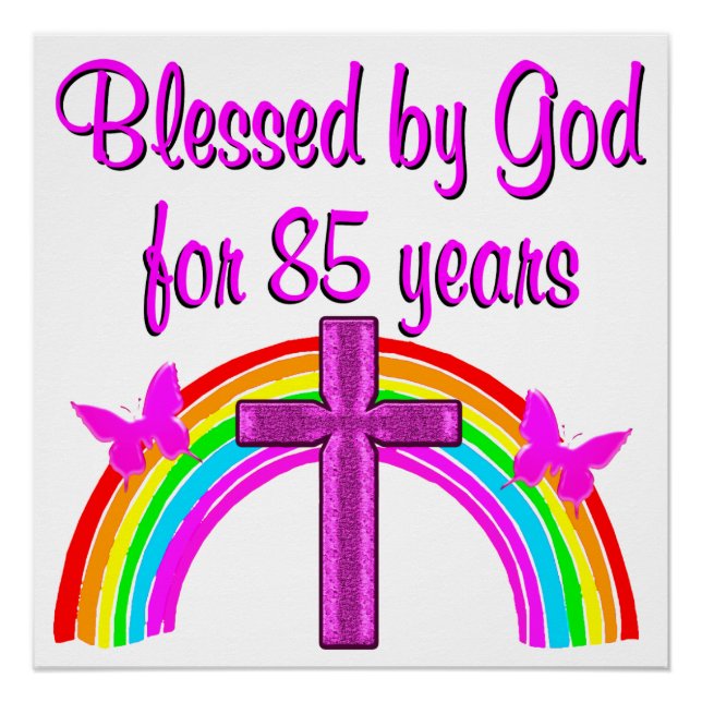 HÜBSCHER PINK-KREUZ 85. GEBURTSTAG-DESIGN POSTER (Vorderseite)