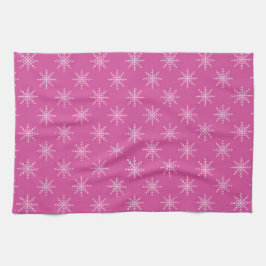 HÜBSCHER PINK MIT WEISSEN SCHNEEFELN GESCHIRRTUCH