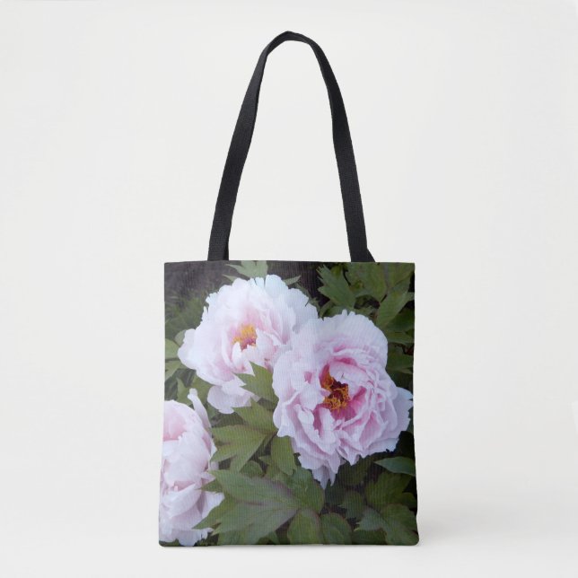 Hübscher Pink Peony Printed Tote Bag (Vorderseite)