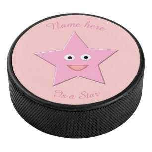 Hübscher Pink Star Custom Hockey Puck