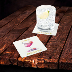 Hübscher Pink Themed Cocktail Geburtstag Rechteckiger Pappuntersetzer