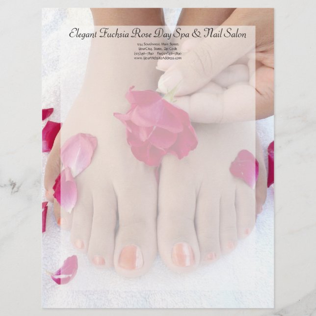 Hübscher pinkfarbener rosa Rosepedicure-Salon Briefkopf (Vorderseite)