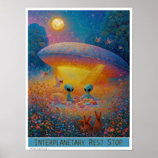 HÜBSCHER 'PLANETARISCHER RASTPLATZ' Außerirdischer Poster