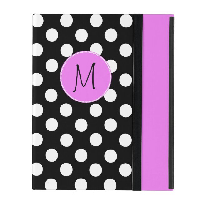 Hübscher Polka Dot Monogram iPad Fall Schutzhülle Fürs iPad (Vorderseite Geschlossen)