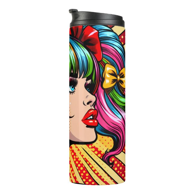 Hübscher Pop Art Comic Giro del Malcantone Thermosbecher (Nach rechts gedreht)