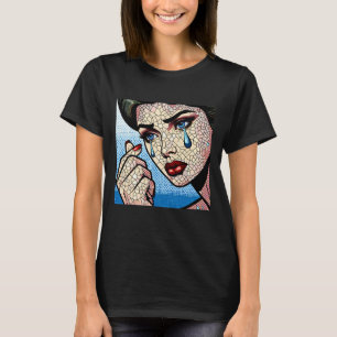 Hübscher Pop Art Comic Sad Woman with Tars T-Shirt
