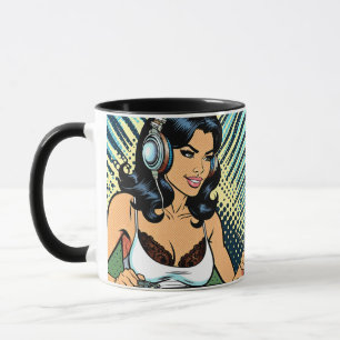 Hübscher Pop Art Deejay Jamming Tasse