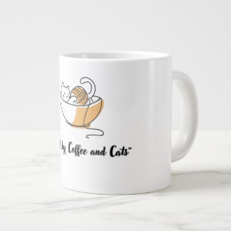 Hübscher 'Powered by Coffee and Cats' Keramikbeche Jumbo-Tasse