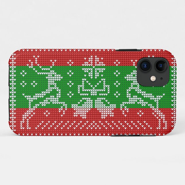 Hübscher Pullover Glocken Xmas Rentiere Krockett Case-Mate iPhone Hülle (Rückseite (Horizontal))