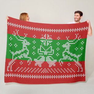 Hübscher Pullover Glocken Xmas Rentiere Krockett Fleecedecke