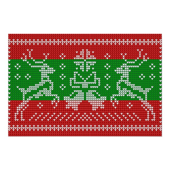 Hübscher Pullover Glocken Xmas Rentiere Krockett Poster (Vorderseite)