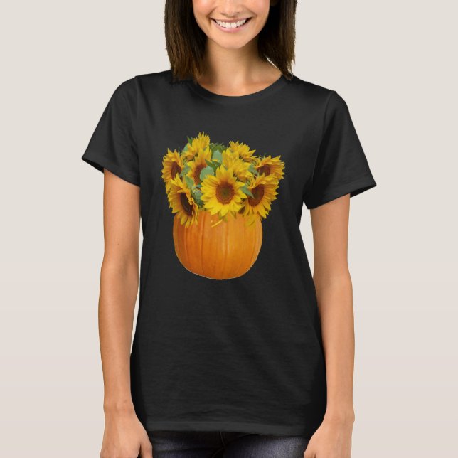 Hübscher Pumpkin Planter mit Fall Sonnenblumen für T-Shirt (Vorderseite)