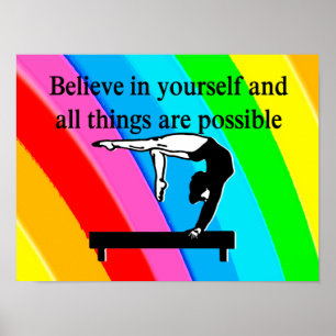 HÜBSCHER RAINBOURINSPIRATIONALER GYMNAST-QUOTE POSTER