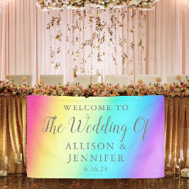 Hübscher Rainbow Fade Custom Wedding Willkommen Banner