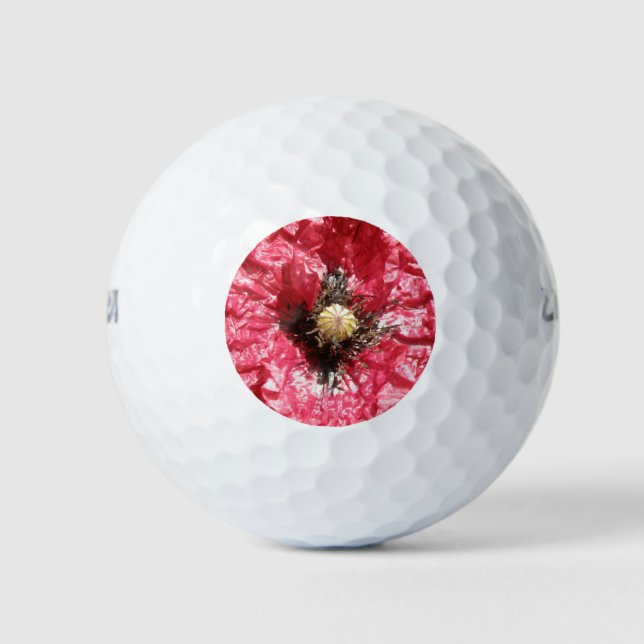 Hübscher Red Poppe Blume Macro Golfball (Vorderseite)