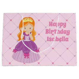 Hübscher Redhead Princess Pink Custom Girls Geburt Große Geschenktüte