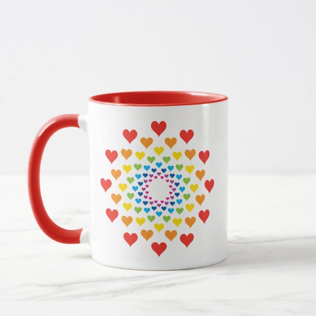Hübscher Regenbogen des Herzens Tasse (Links)