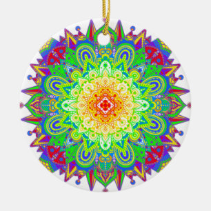 Hübscher Regenbogen Farbe Mandala Abstrakte Kunst Keramik Ornament