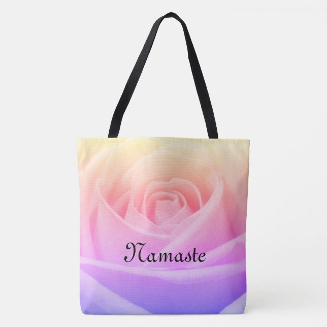 Hübscher Regenbogen Rose Namaste Entwurf (Vorderseite)