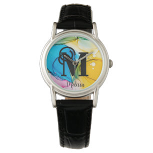 Hübscher Regenbogenalkohol Tinte Armbanduhr