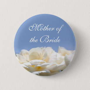 Hübscher, reinweißer Rosenblütenknopf für Hochzeit Button