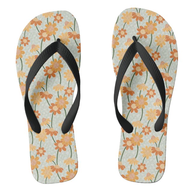 Hübscher Retro-Mutation der Blume der 1970er Jahre Flip Flops (Fußbett)