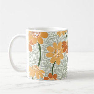 Hübscher Retro-Mutation der Blume der 1970er Jahre Kaffeetasse