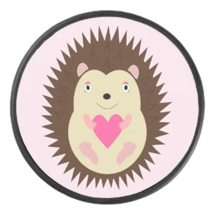 Hübscher rosa Baby-Igel Eishockey Puck