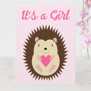 Hübscher rosa Baby-Mädchen-Igel individuell Karte