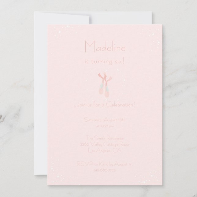 Hübscher rosa Ballett-Pantoffel-Geburtstag laden Einladung (Vorderseite)