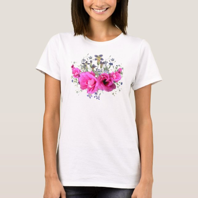 Hübscher rosa Blumen-T - Shirt (Vorderseite)