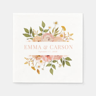 Hübscher Rosa Blumengarten Hochzeit Empfang Serviette