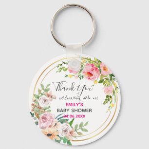 Hübscher rosa Blumenkranz Dankeschön Baby Shower Schlüsselanhänger
