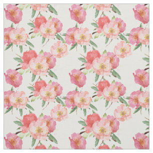 Hübscher rosa Blumenwatercolor-Garten Stoff