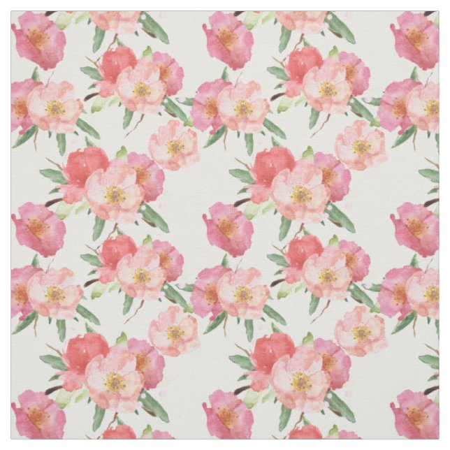 Hübscher rosa Blumenwatercolor-Garten Stoff (Muster)