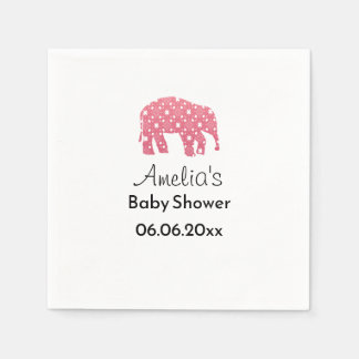 Hübscher Rosa Elefant Personalisierte Babyparty Serviette