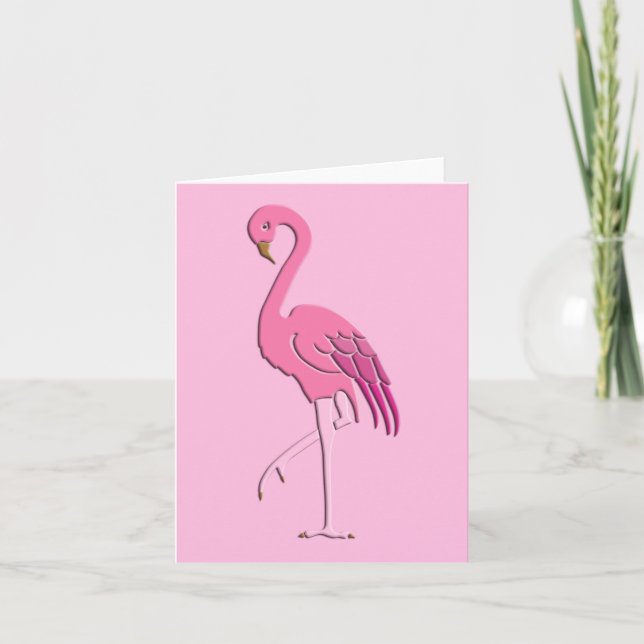 Hübscher rosa Flamingo Karte (Vorderseite)