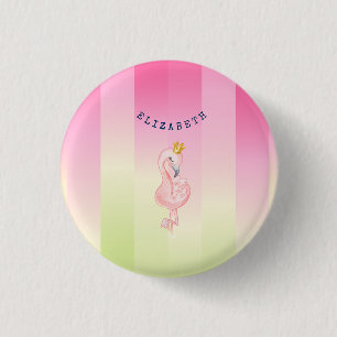 Hübscher rosa Flamingo Ombre gestreift Button