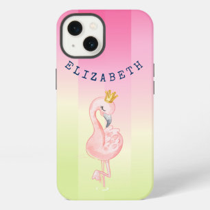 Hübscher rosa Flamingo Ombre gestreift iPhone 13 Hülle