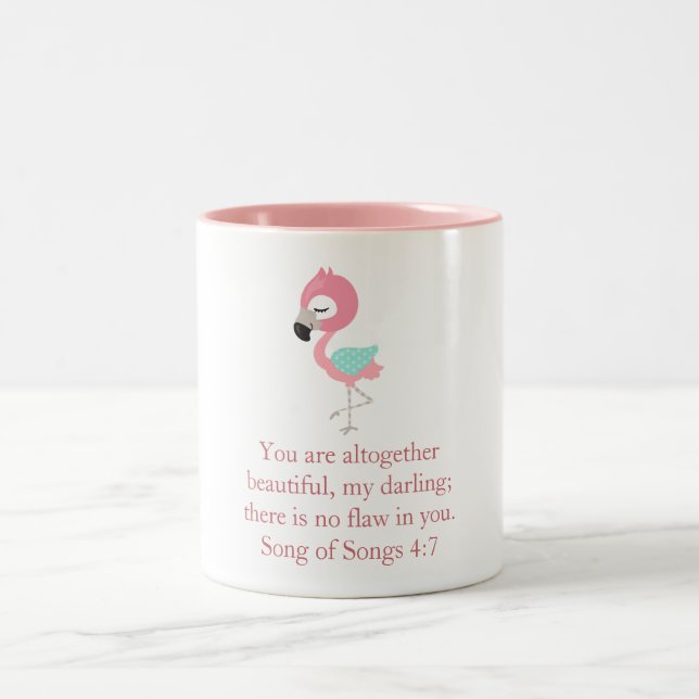 Hübscher rosa Flamingo Zweifarbige Tasse (Mittel)