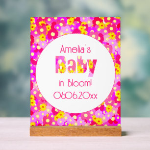 Hübscher Rosa Floraler Babyshower-Willkommen Acrylschild