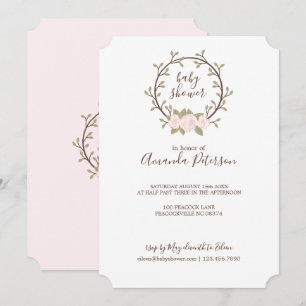 Hübscher rosa floraler Kranz Baby Shower Einladung