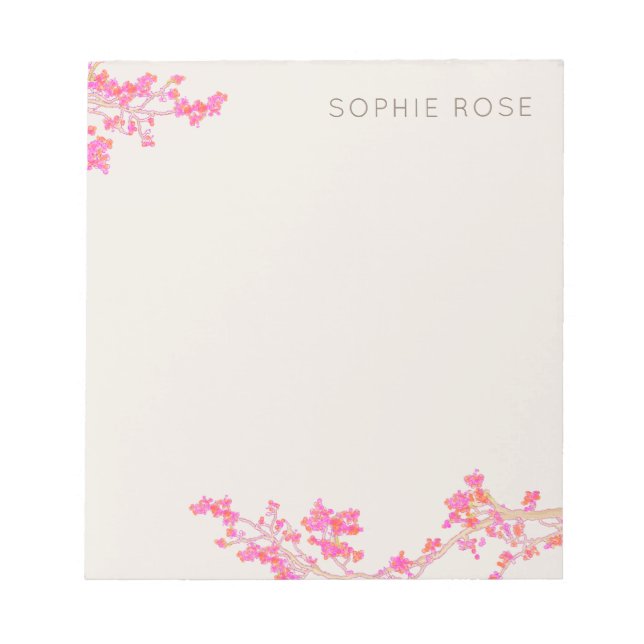 Hübscher, rosa, floraler Notepad Notizblock (Vorderseite)