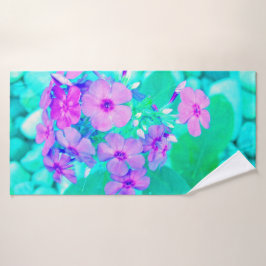 Hübscher Rosa Garten Phlox Blume Aquamarine Badehandtuch