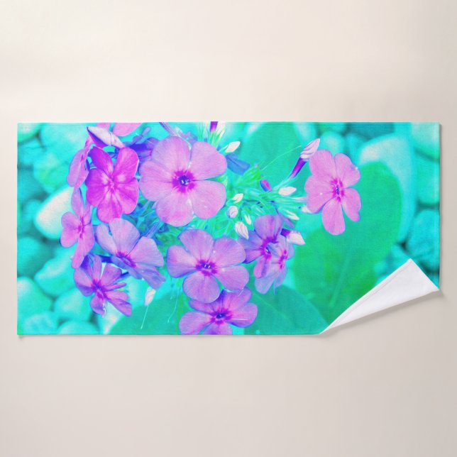 Hübscher Rosa Garten Phlox Blume Aquamarine Badehandtuch (Badehandtuch)