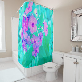 Hübscher Rosa Garten Phlox Blume Aquamarine Duschvorhang