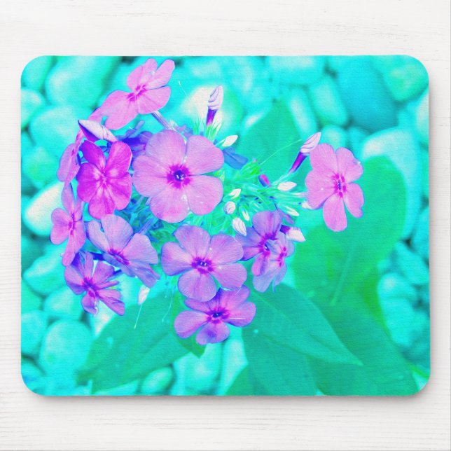 Hübscher Rosa Garten Phlox Blume Aquamarine Mousepad (Vorne)