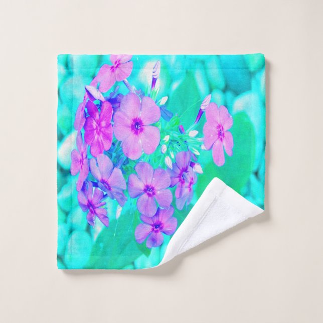 Hübscher Rosa Garten Phlox Blume Aquamarine Waschlappen (Waschlappen)