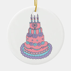 Hübscher rosa Geburtstags-Kuchen Keramik Ornament